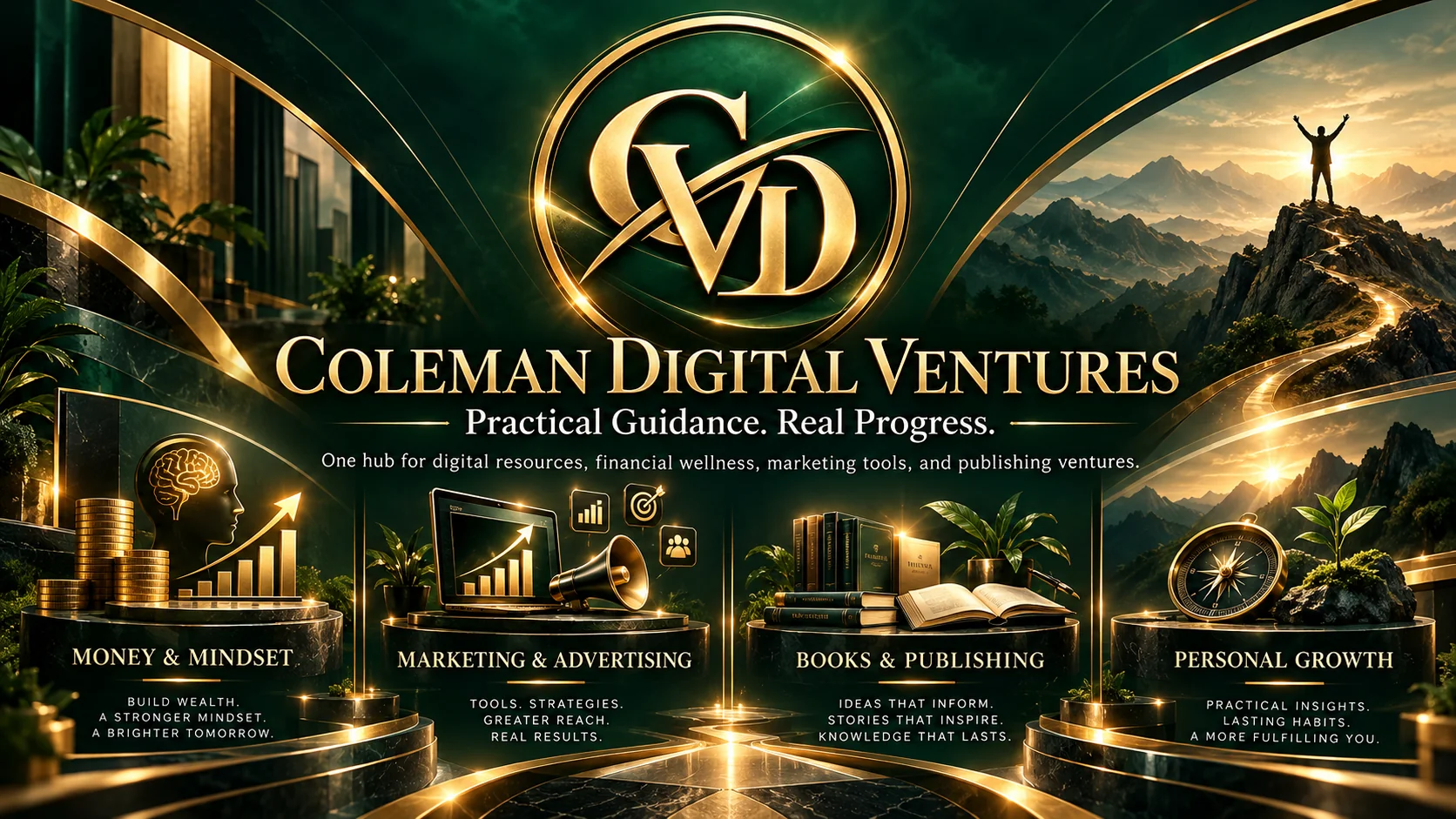 Coleman Digital Ventures: Practical Guidance. Real Progress. Explore Money & Mindset, Marketing & Advertising, Books & Publishing, and Personal Growth.